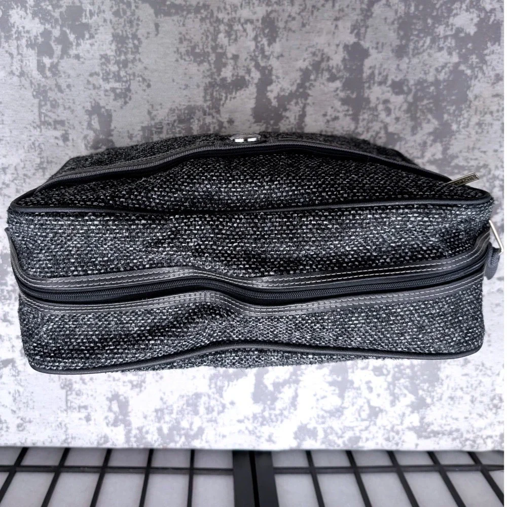 Vintage Jordache Messenger Bag Grey Black Woven Travel Laptop Bag Adjustable